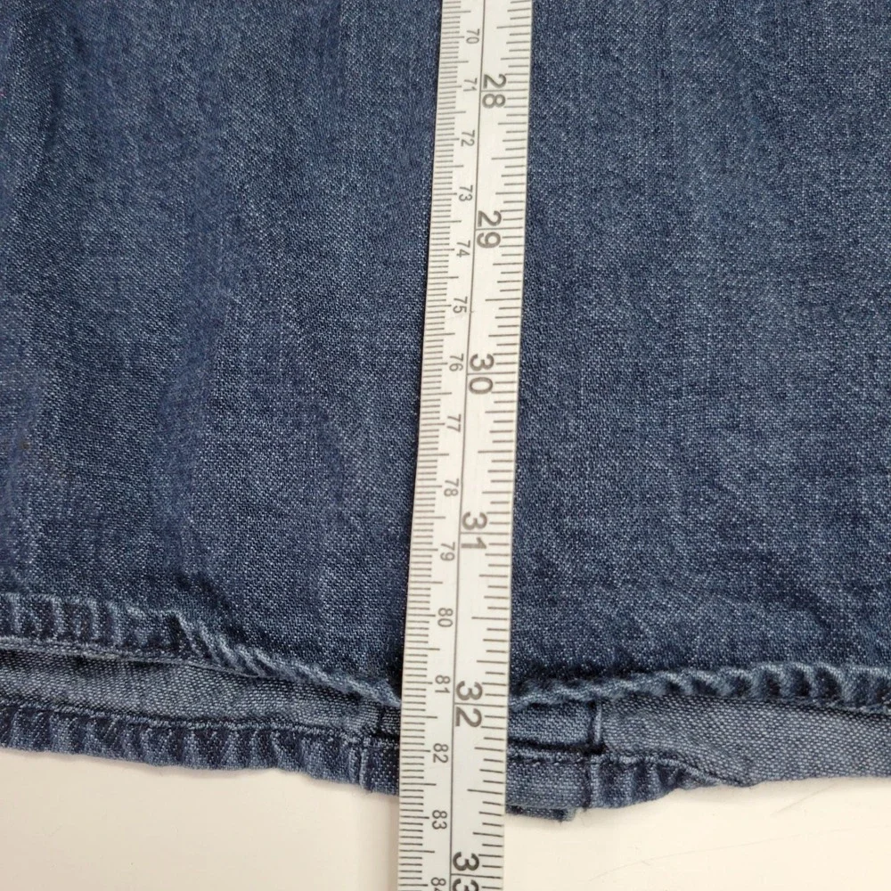 True Religion Mens XL Denim Western Button Down Shirt Blue Horseshoe Logo